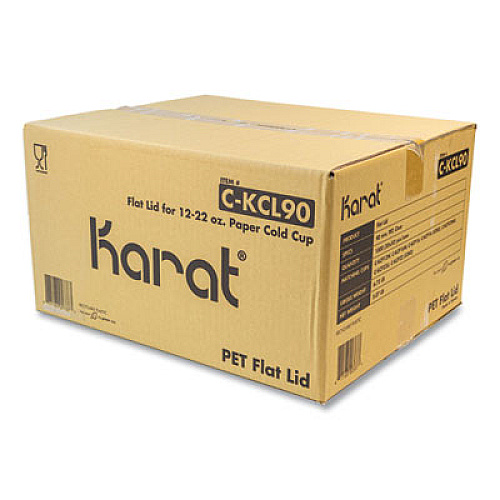 Karat PET Lids, Flat Lid, Fits 12 oz to 22 oz Cold Cups, Plastic, Clear, 1,000/Carton (CKCL90)