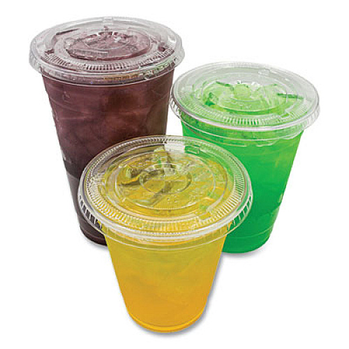 Karat PET Lids, X Straw Hole, Fits 8 oz to 10 oz Cold Cups, Plastic, Clear, 1,000/Carton (CKC78TS)
