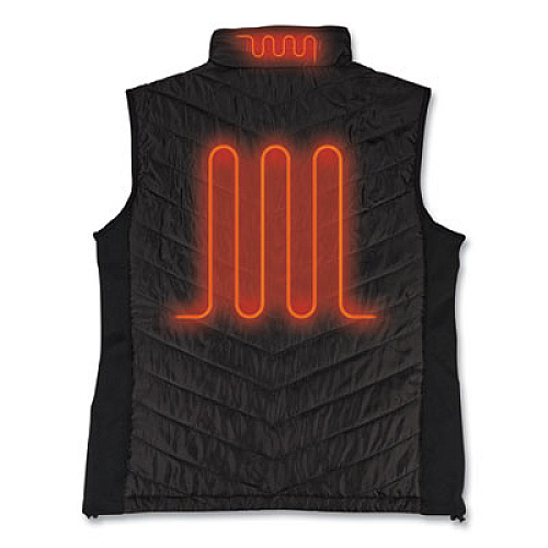ergodyne N-Ferno 6495 Rechargeable Heated Vest with Battery Power Bank, Fleece/Polyester, X-Large, Black (41704)