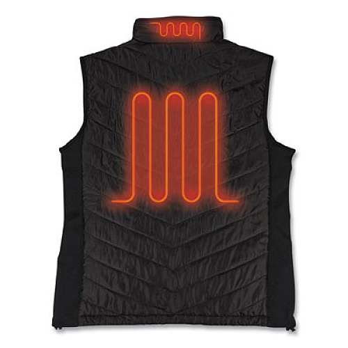ergodyne N-Ferno 6495 Rechargeable Heated Vest with Battery Power Bank, Fleece/Polyester, Large, Black (41703)