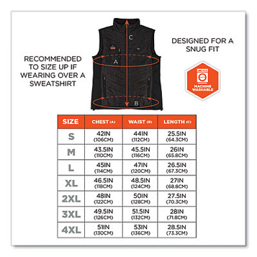 ergodyne N-Ferno 6495 Rechargeable Heated Vest with Batter Power Bank, Fleece/Polyester, Medium, Black (41702)