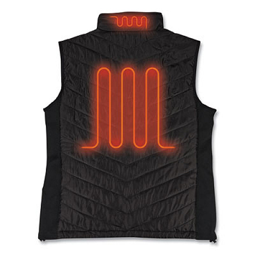 ergodyne N-Ferno 6495 Rechargeable Heated Vest with Batter Power Bank, Fleece/Polyester, Small, Black (41701)