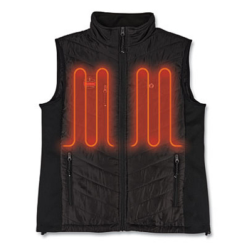 ergodyne N-Ferno 6495 Rechargeable Heated Vest with Batter Power Bank, Fleece/Polyester, Medium, Black (41702)
