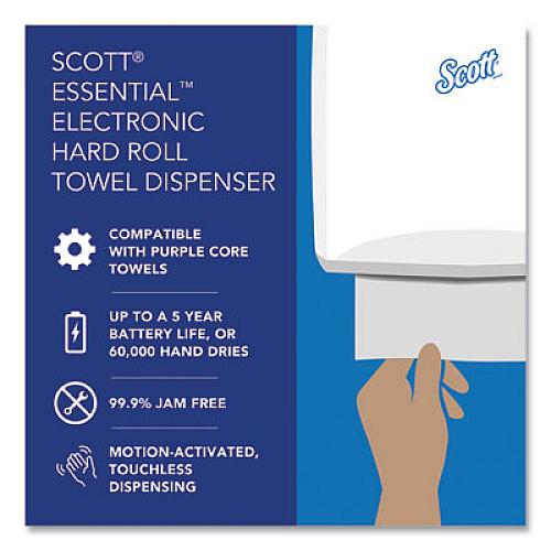 Scott Essential Electronic Hard Roll Towel Dispenser, 12.7 x 9.57 x 15.76, White (48858)