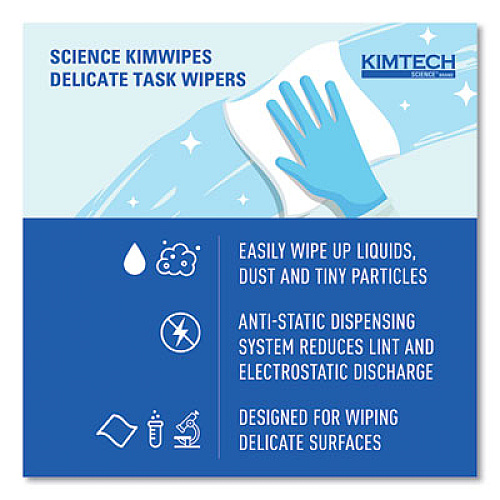 Kimtech Kimwipes Delicate Task Wipers, 1-Ply, 4.4 x 8.4, Unscented, White, 280/Box, 30 Boxes/Carton (34120)
