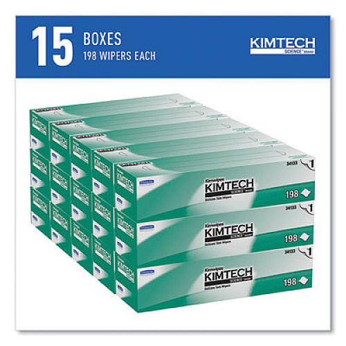 Kimtech Kimwipes Delicate Task Wipers, 1-Ply, 11.8 x 11.8, Unscented, White, 198/Box, 15 Boxes/Carton (34133)