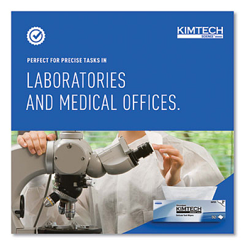 Kimtech Kimwipes Delicate Task Wipers, 2-Ply, 14.7 x 16.6, Unscented, White, 92/Box, 15 Boxes/Carton (34721)