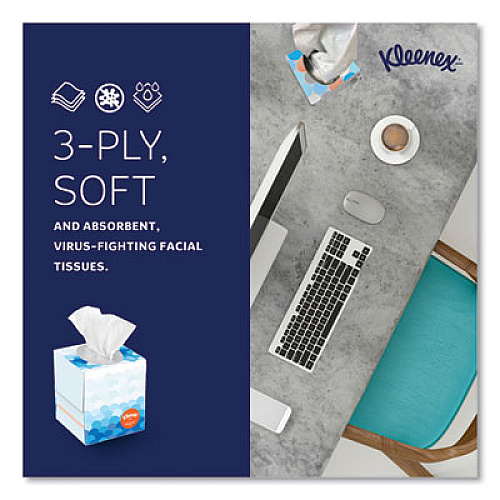 Kleenex Boutique Anti-Viral Facial Tissue, Pop-Up Box, 3-Ply, White, 55 Sheets/Box, 3 Boxes/Pack (21286)
