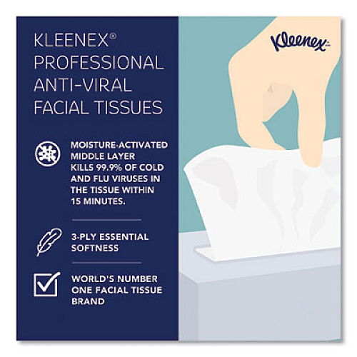 Kleenex Boutique Anti-Viral Facial Tissue, Pop-Up Box, 3-Ply, White, 55 Sheets/Box, 3 Boxes/Pack (21286)