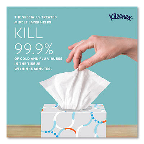Kleenex Boutique Anti-Viral Facial Tissue, Pop-Up Box, 3-Ply, White, 55 Sheets/Box, 3 Boxes/Pack, 4 Packs/Carton (21286CT)