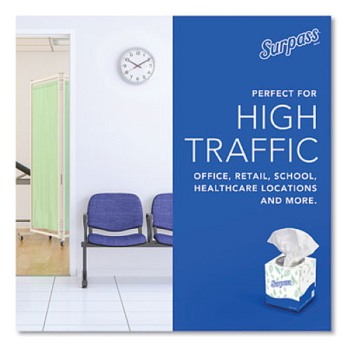 Surpass Facial Tissue for Business, Pop-Up Box, 2-Ply, White, 90 Sheets/Box, 36 Boxes/Carton (21320)