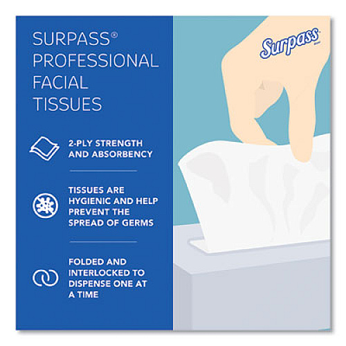 Surpass Facial Tissue for Business, Pop-Up Box, 2-Ply, White, 90 Sheets/Box, 36 Boxes/Carton (21320)