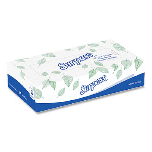 Surpass Facial Tissue for Business, Flat Box, 2-Ply, White, 100 Sheets/Box, 30 Boxes/Carton (21340)