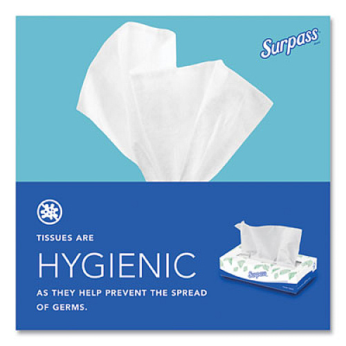 Surpass Facial Tissue for Business, Flat Box, 2-Ply, White, 100 Sheets/Box, 30 Boxes/Carton (21340)