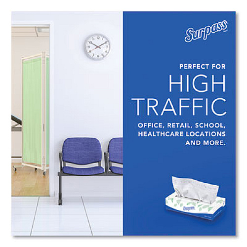 Surpass Facial Tissue for Business, Flat Box, 2-Ply, White, 100 Sheets/Box, 30 Boxes/Carton (21340)