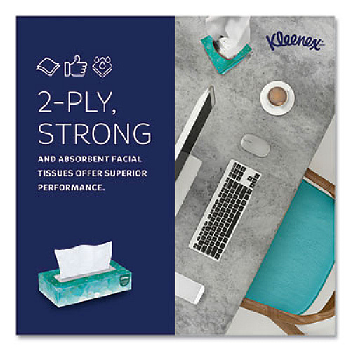Kleenex White Facial Tissue for Business, Pop-Up Box, 2-Ply, 90 Sheets/Box (21400BX)