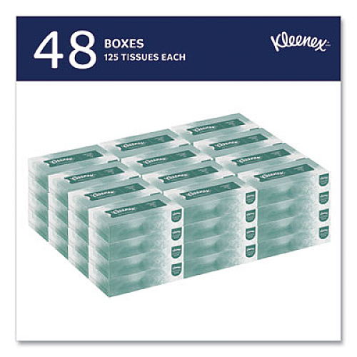 Kleenex Naturals Facial Tissue for Business, Flat Box, 2-Ply, White, 125 Sheets/Box, 48 Boxes/Carton (21601)