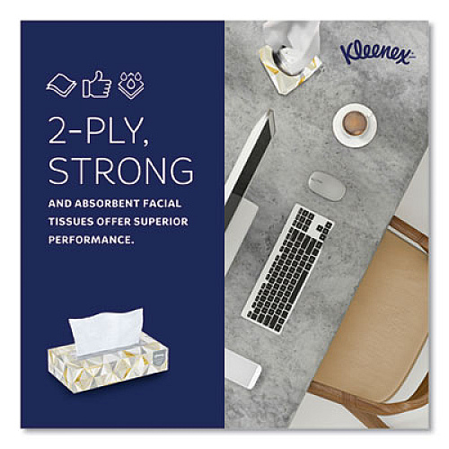 Kleenex White Facial Tissue, Pop-Up Box, 2-Ply, 125 Sheets/Box (21606BX)
