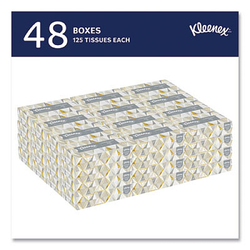 Kleenex White Facial Tissue for Business, Pop-Up Box, 2-Ply, 125 Sheets/Box, 48 Boxes/Carton (21606CT)