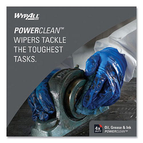WypAll Power Clean Oil, Grease and Ink Cloths, Jumbo Roll, 9.8 x 12.2, Blue, 717/Roll (33241)