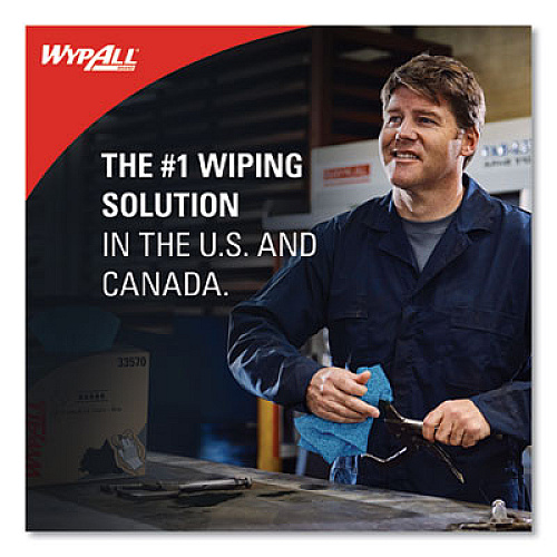 WypAll Power Clean Oil, Grease and Ink Cloths, POP-UP Box, 8.8 x 16.8, Blue, 100/Box, 5/Carton (33570)