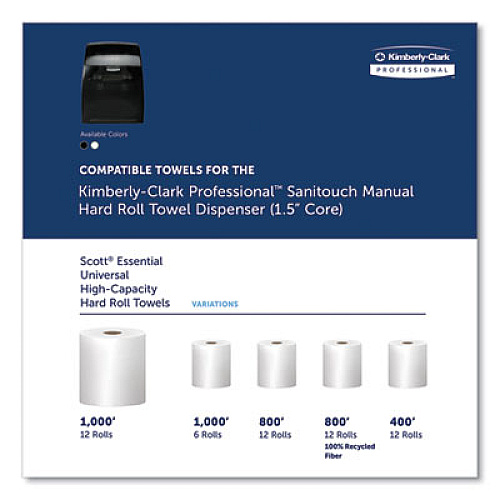 Kimberly-Clark Professional* Sanitouch Hard Roll Towel Dispenser, For 1.5" Core, 12.63 x 10.2 x 16.13, Smoke (09990)