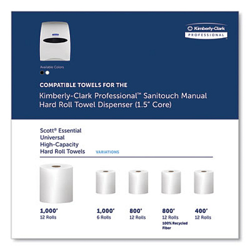 Kimberly-Clark Professional* Sanitouch Hard Roll Towel Dispenser, For 1.5" Core, 12.63 x 10.2 x 16.13, White (09991)