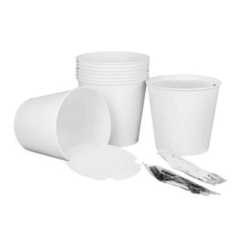 Karat Food Bucket with Lid, 170 oz, 8.9" Diameter x 8.36" h, White, Paper, 150/Carton (CFB170WBNDL)