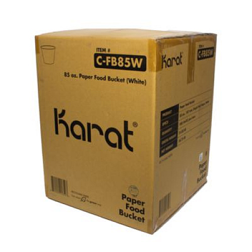 Karat Food Bucket, 85 oz, 7.36" Diameter x 6" h, White, Paper, 180/Carton (CFB85W)
