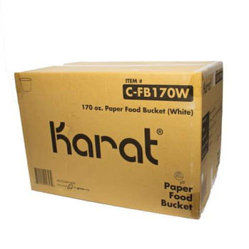 Karat Food Bucket, 170 oz, 8.9" Diameter x 8.36" h, White, Paper, 150/Carton (CFB170W)