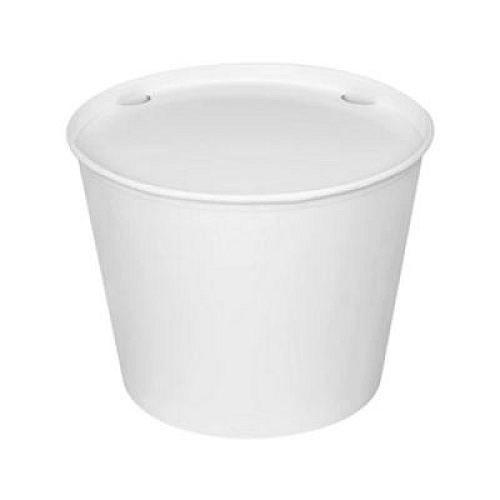 Karat Food Bucket with Lid, 130 oz, 8.46" Diameter x 6.6" h, White, Paper, 150/Carton (CFB130WBNDLE)