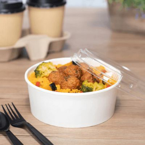 Karat Food Bucket, 32 oz, 6.5" Diameter x 2.4" h, White, Paper, 360/Carton (FPPSB32)