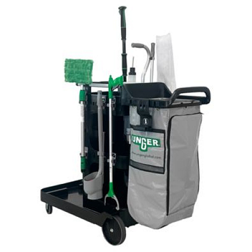 Unger SpotCleanRx Janitorial Carts, Plastic, 3 Shelves, 23.5 x 25 x 25, Black (CRTSP)