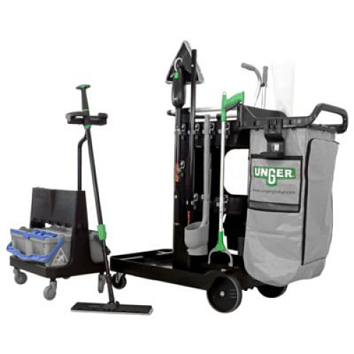 Unger DeepCleanRx Janitorial Carts, Plastic, 3 Shelves, 24 x 26 x 26, Black (CRTDC)