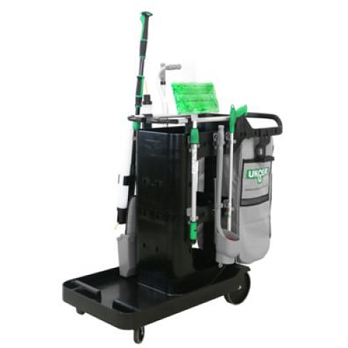 Unger SpotCleanRx Janitorial Carts, Plastic, 3 Shelves, 23.5 x 25 x 25, Black (CRTSP)