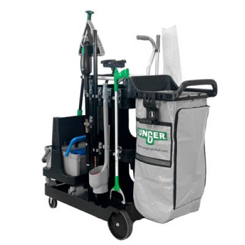 Unger DeepCleanRx Janitorial Carts, Plastic, 3 Shelves, 24 x 26 x 26, Black (CRTDC)