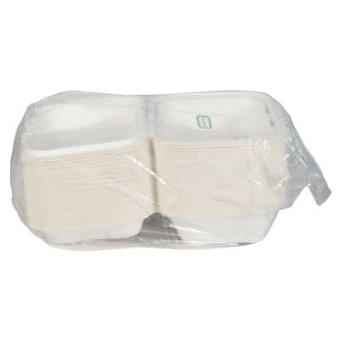 Pactiv Evergreen EarthChoice PFAS Free Compostable Hinged Lid Container, 9 x 6 x 3, Natural, Sugarcane, 150/Carton (YMCH0089PFFR)