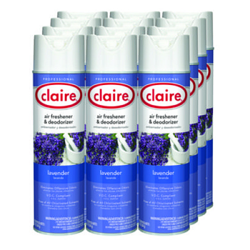 Claire Aerosol Air Freshener and Deodorizer, Lavender, 10 oz Aerosol Spray, 12 Cans (191)