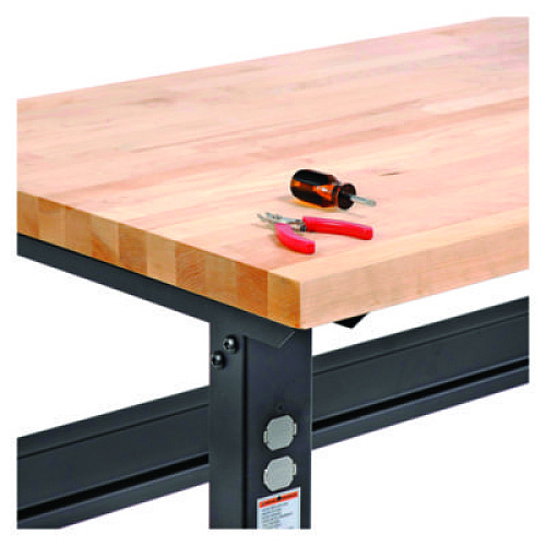 Global Industrial Standard Duty Butcher Block Top Adjustable Height Workbench, 2,000 lbs, 60 x 30 x 30.88 to 36.88, Black (183166BK)
