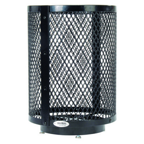 Global Industrial Outdoor Diamond Steel Trash Can with Base, 36 gal, Black (261948BKD)