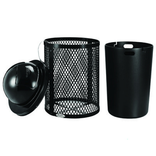Global Industrial Outdoor Diamond Industrial Steel Trash Can, 36 gal, Black (261948BK)