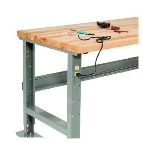 Global Industrial Light Duty Butcher Block Top Adjustable Height Workbench, 800 lbs, 72 x 30 x 36 to 43, Gray (183168A)