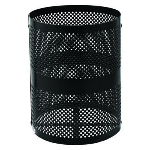 Global Industrial Outdoor Perforated Steel Trash Can with Dome Lid, 36 gal, Steel, Black (261949BK)