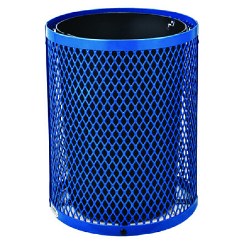 Global Industrial Outdoor Diamond Steel Trash Can, 36 gal, Dome Lid, Blue (261948BL)