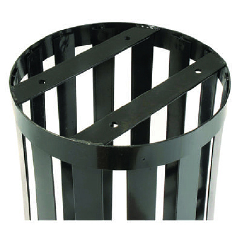 Global Industrial Outdoor Slatted Steel Trash Can, 24 gal, Black (237725BK)