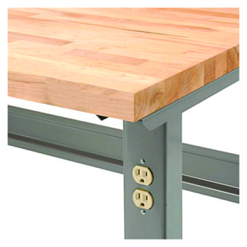 Global Industrial Standard Duty Butcher Block Top Adjustable Height Workbench, 2,000 lbs, 72 x 30 x 30.88 to 36.88, Maple/Gray (183168)