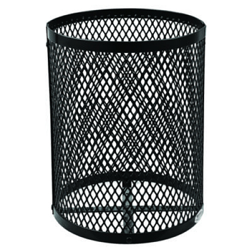Global Industrial Outdoor Diamond Steel Trash Can, Rain Bonnet Lid, 36 gal, Black (261926BK)