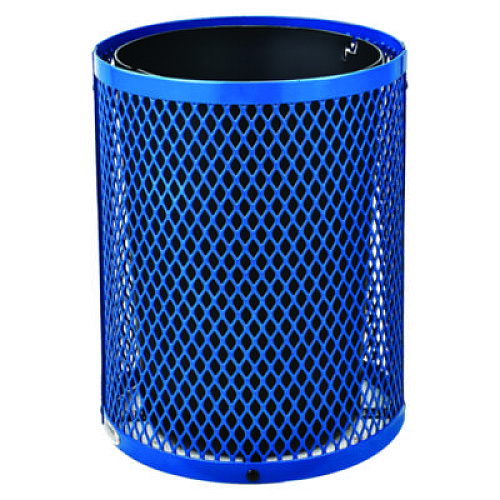 Global Industrial Outdoor Diamond Steel Trash Can, 36 gal, Blue (261924BL)