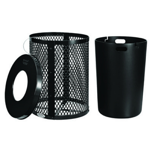 Global Industrial Outdoor Diamond Steel Trash Can, 36 gal, Black (261924BK)