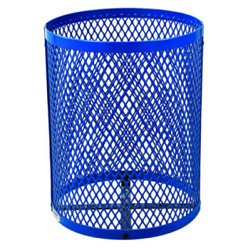 Global Industrial Outdoor Diamond Steel Trash Can, Rain Bonnet Lid, 36 gal, Blue (261926BL)